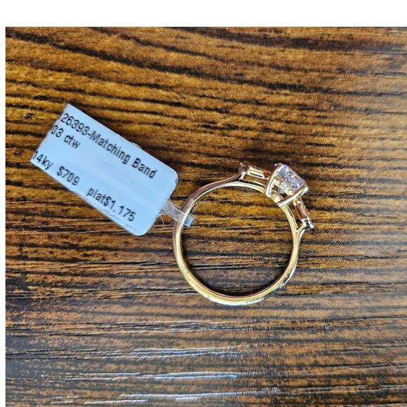 Sweet Engagement Ring 6.5mm Round Semi-Set Cubic Zirconia Gold-Tone Ring Size 8 - Picture 12 of 14